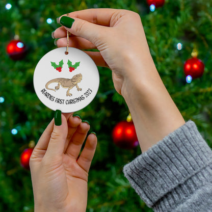 My Beardies first Christmas Ceramic Ornament, 4 Shapes