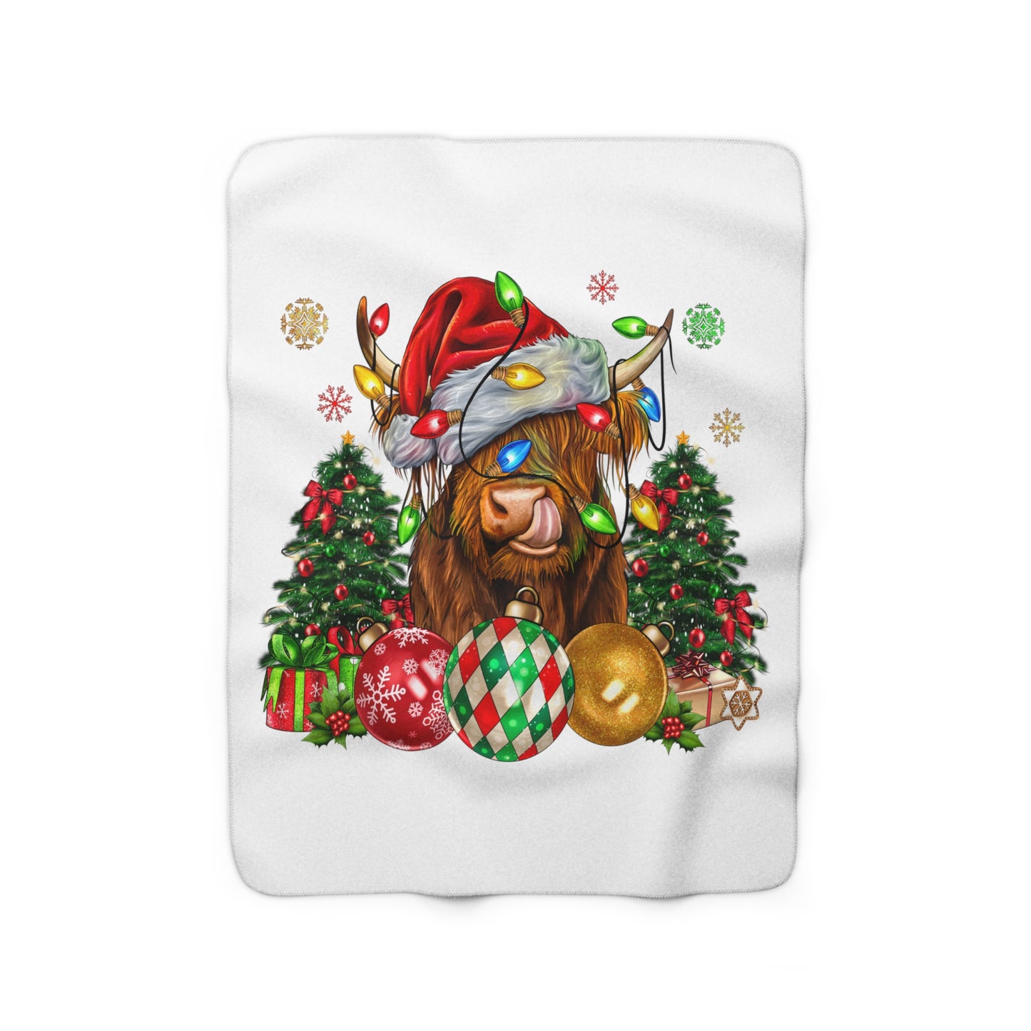 Highland Cow Christmas Sherpa Fleece Blanket